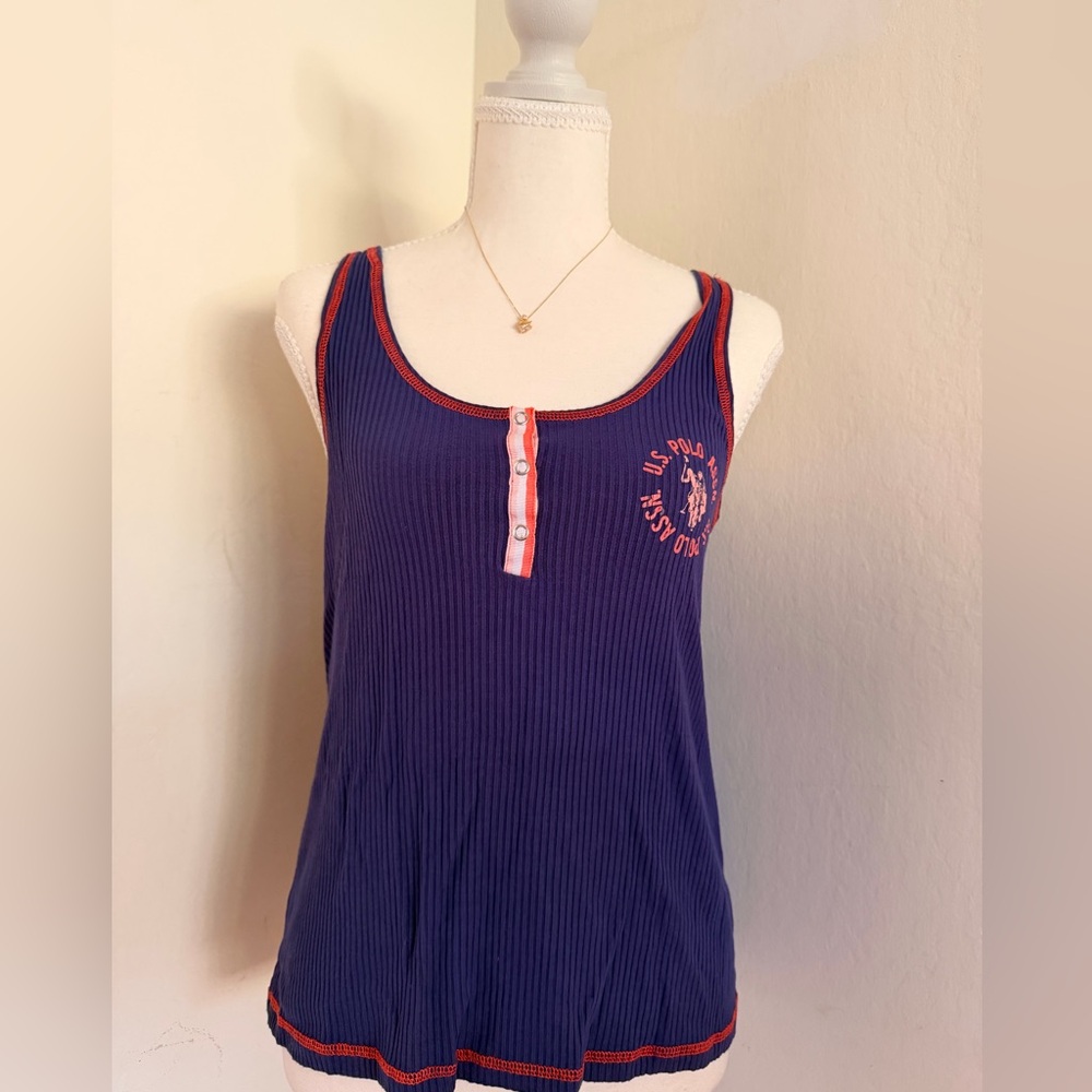 Y2K U.S. Polo Assn. Purple Tank Top with Pink Trim